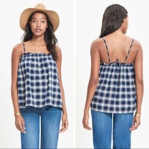 Madewell Navy Blue Plaid Tank Top